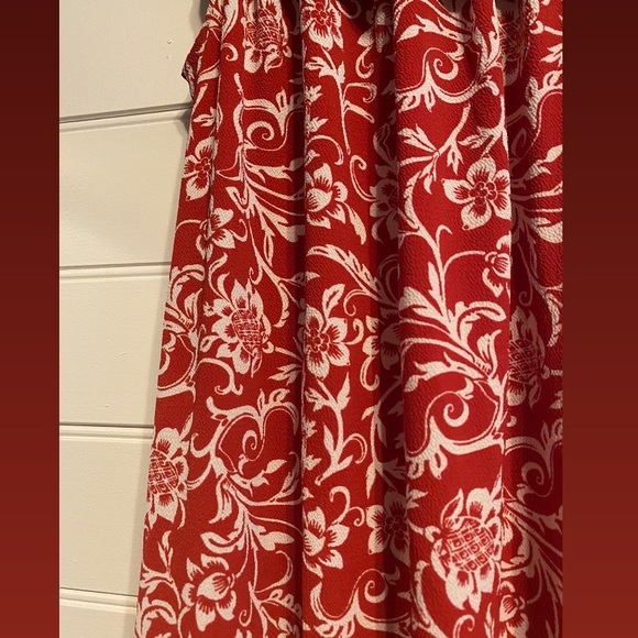 LOFT Red/White Printed Maxi Sleeveless Dress - Picture 3 of 4